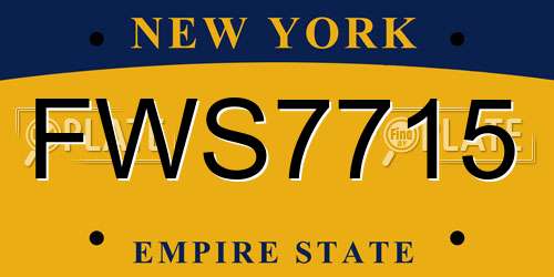 FWS7715 New York License Plate