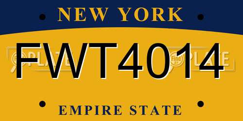 FWT4014 New York License Plate