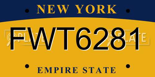 FWT6281 New York License Plate