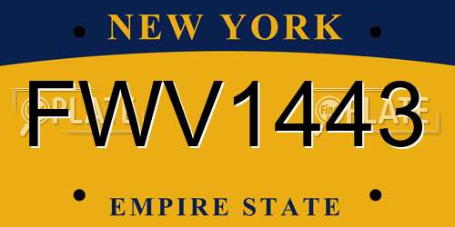 FWV1443 New York License Plate