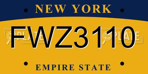 FWZ3110 New York License Plate