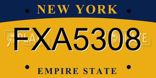 FXA5308 New York License Plate