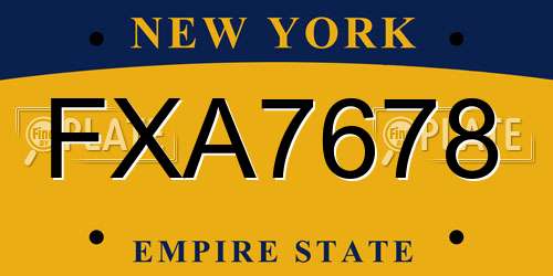 FXA7678 New York License Plate