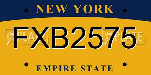 FXB2575 New York License Plate
