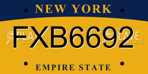 FXB6692 New York License Plate