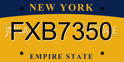 FXB7350 New York License Plate