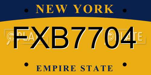 FXB7704 New York License Plate