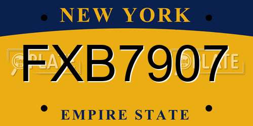 FXB7907 New York License Plate