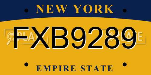 FXB9289 New York License Plate