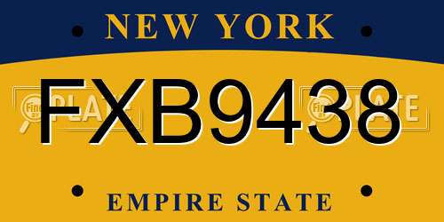 FXB9438 New York License Plate