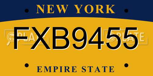 FXB9455 New York License Plate
