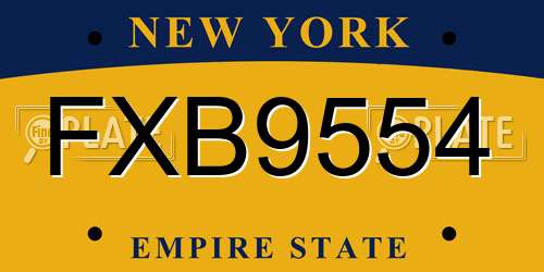 FXB9554 New York License Plate