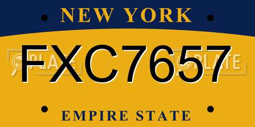 FXC7657 New York License Plate