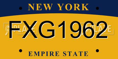 FXG1962 New York License Plate