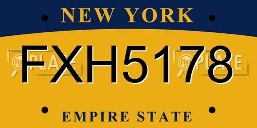 FXH5178 New York License Plate