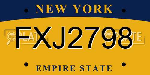 FXJ2798 New York License Plate