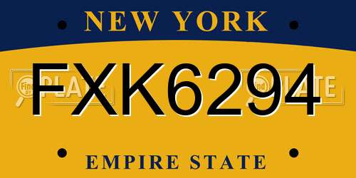FXK6294 New York License Plate