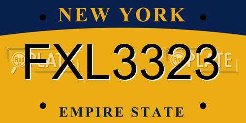 FXL3323 New York License Plate