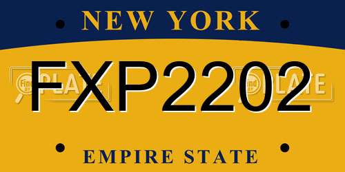 FXP2202 New York License Plate