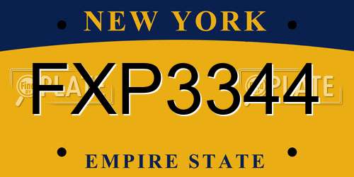 FXP3344 New York License Plate
