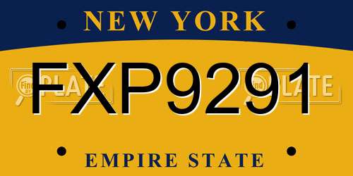 FXP9291 New York License Plate
