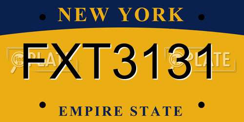FXT3131 New York License Plate