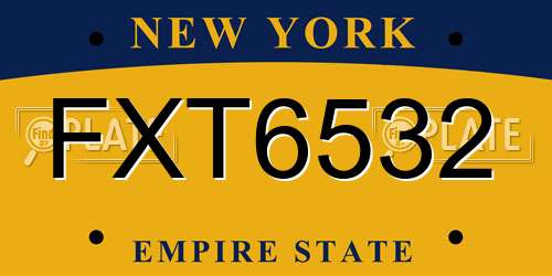 FXT6532 New York License Plate