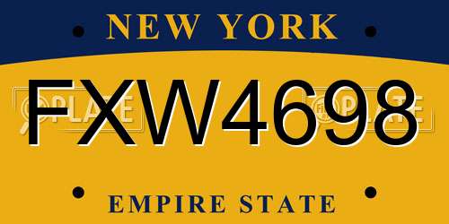 FXW4698 New York License Plate