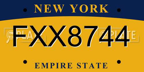 FXX8744 New York License Plate