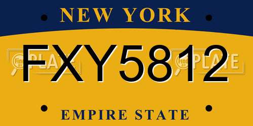FXY5812 New York License Plate