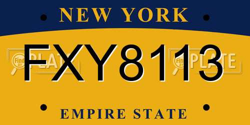 FXY8113 New York License Plate