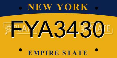 FYA3430 New York License Plate