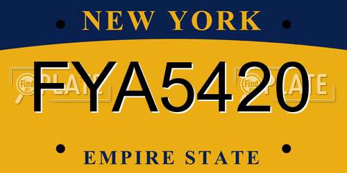 FYA5420 New York License Plate