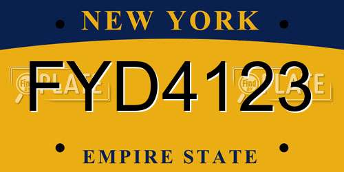 FYD4123 New York License Plate