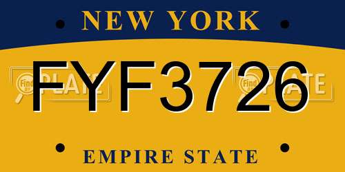 FYF3726 New York License Plate