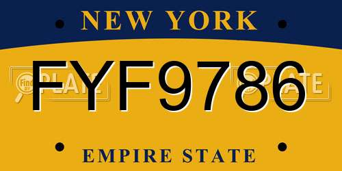 FYF9786 New York License Plate