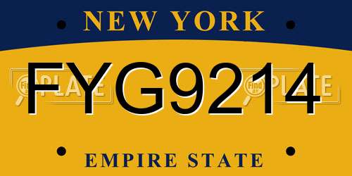 FYG9214 New York License Plate