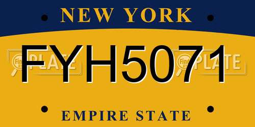 FYH5071 New York License Plate