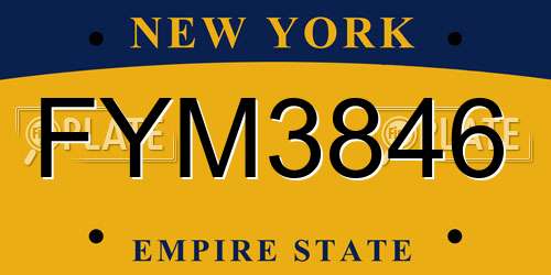 FYM3846 New York License Plate