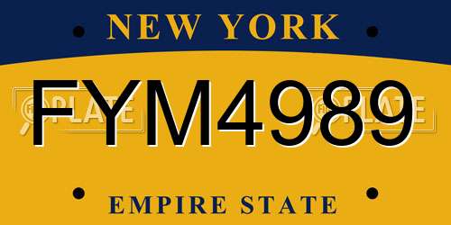 FYM4989 New York License Plate