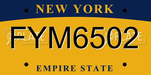 FYM6502 New York License Plate