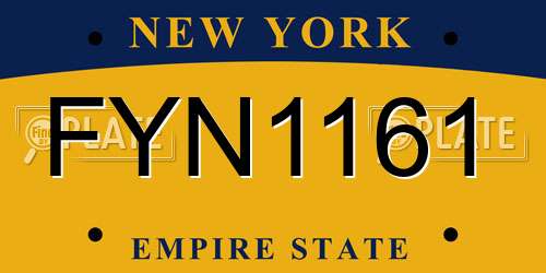 FYN1161 New York License Plate