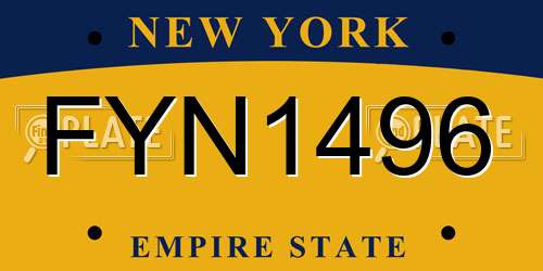 FYN1496 New York License Plate