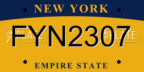 FYN2307 New York License Plate