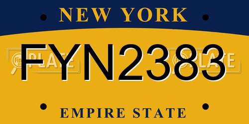 FYN2383 New York License Plate