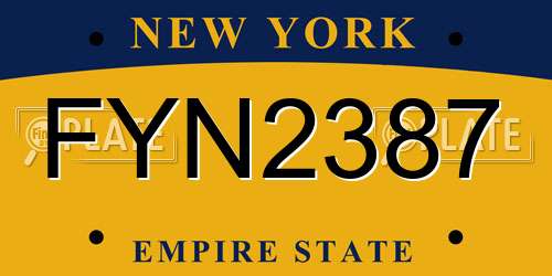 FYN2387 New York License Plate