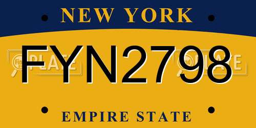 FYN2798 New York License Plate