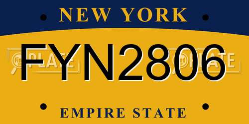 FYN2806 New York License Plate