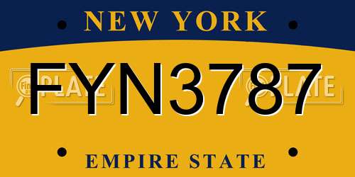 FYN3787 New York License Plate