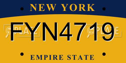 FYN4719 New York License Plate